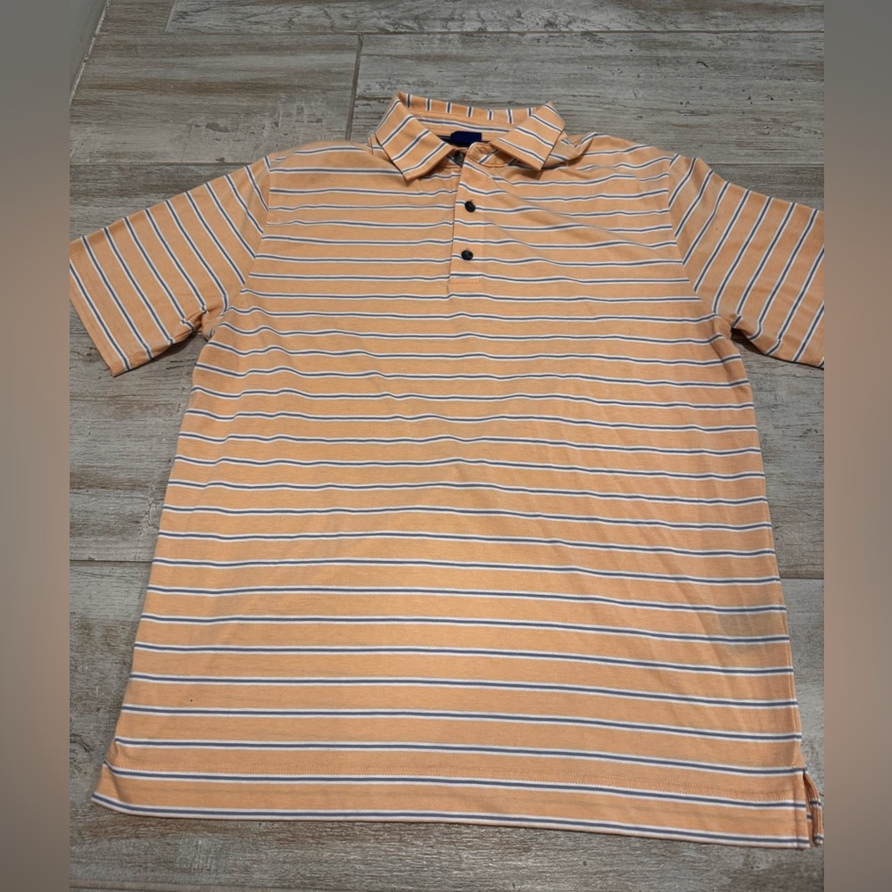 Men's FootJoy Orange Striped Polo Shirt